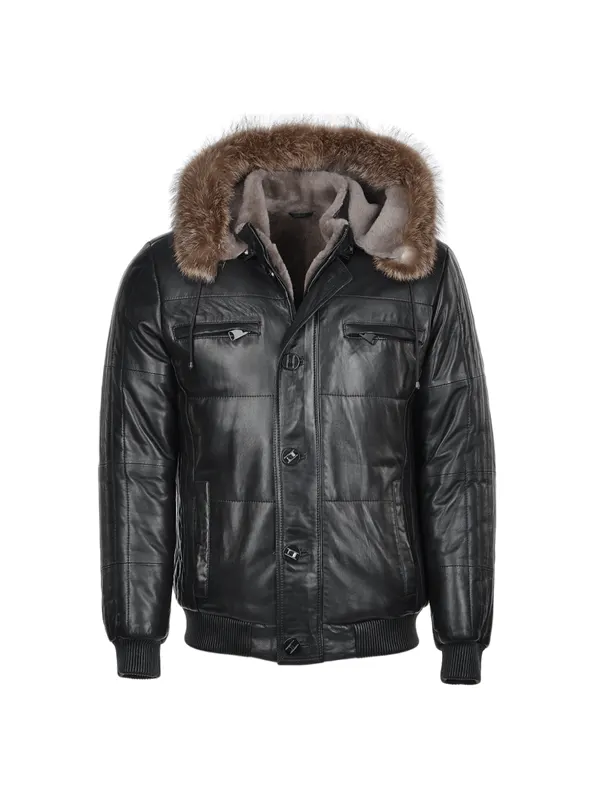 black-and-brown-fur-hooded-leather-bomber-jacket